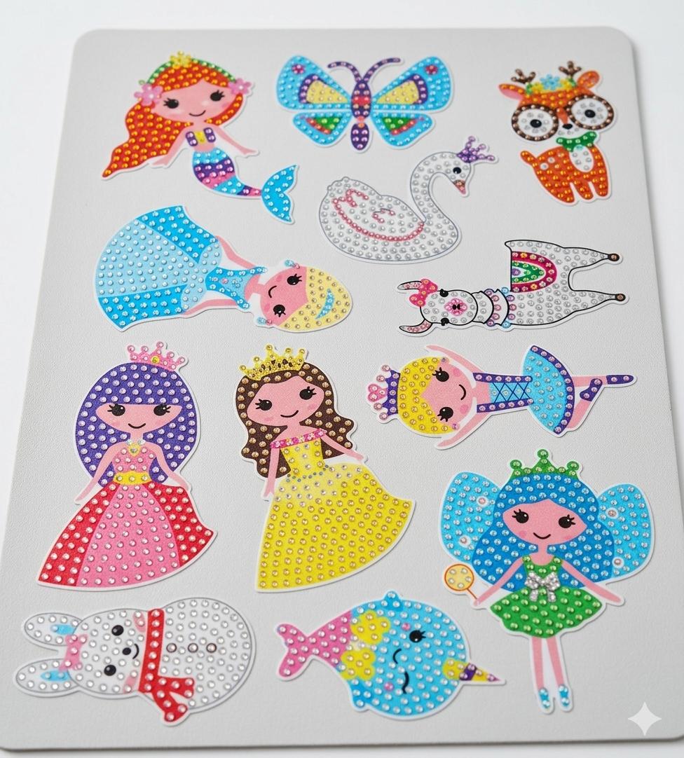 

Children s creative set «Diamond mosaic»: Princesses» Princess set for children s creativity 12 shiny stickers різнокольоровий