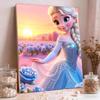 Blaue Rose Sonnenuntergang Elsa Perlmutt-Inlay Rahmenlose Kunst | Handgefertigte Perlenkunst, Blaues Rosen-Thema, für weiche verträumte Heimdekoration & Geschenkoption