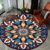 Colorful Mandala Art Style Flannel-printed Round Floor Mats Are Slip-resistant Suitable for Room Bedroom Terrace Garden Carpets