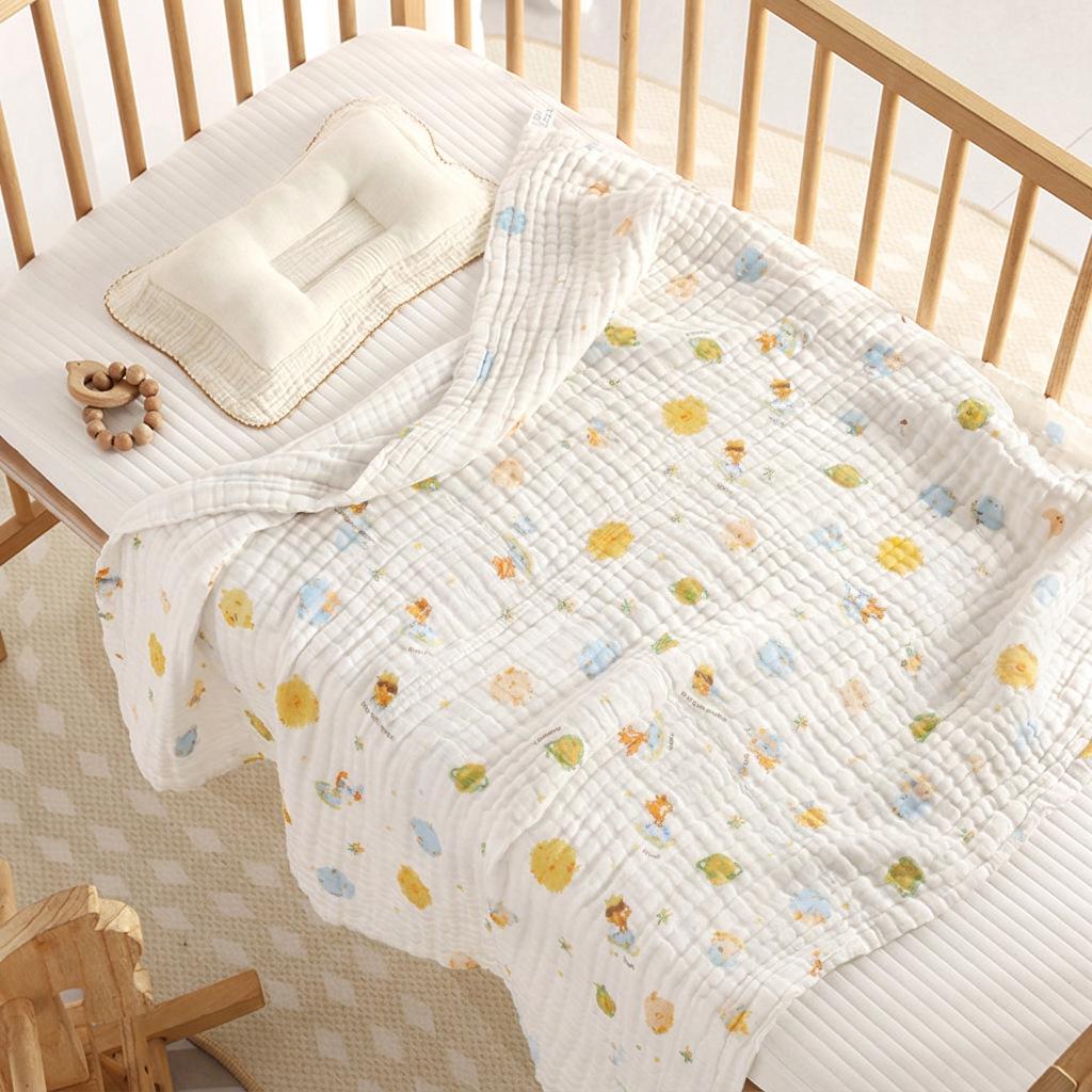 110x110cm High Density Pure Cotton Six-Layer Gauze Baby Bath Towel and Toddler Blanket