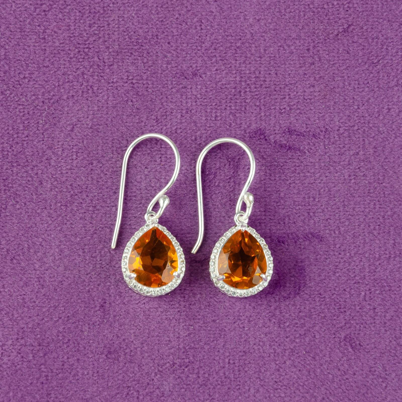 

Citrine Gemstone 925 Sterling Silver Jewelry Zircon Earrings1.80 For Women Gift CZE-4-9