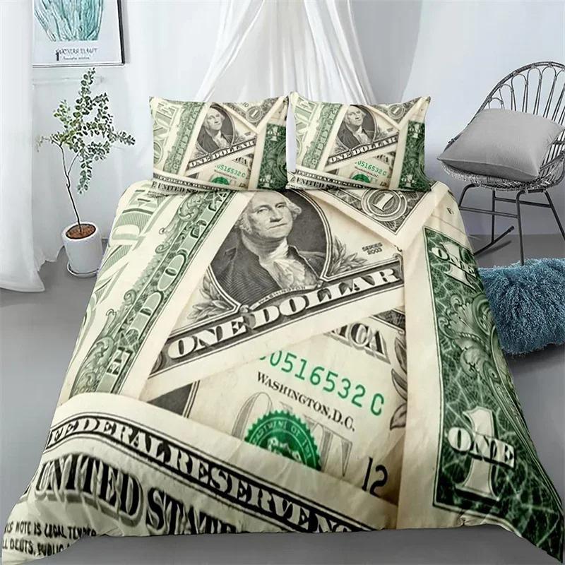 3D Printed Dollar Bills  Bedding Set,Duvet Cover Comforter Bed Set Quilt Cover Pillowcase,King Queen Twin Size Boys Girls Adults