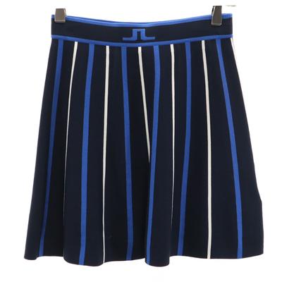 Striped Pattern Knit Mini Skirt XS Navy Women Used