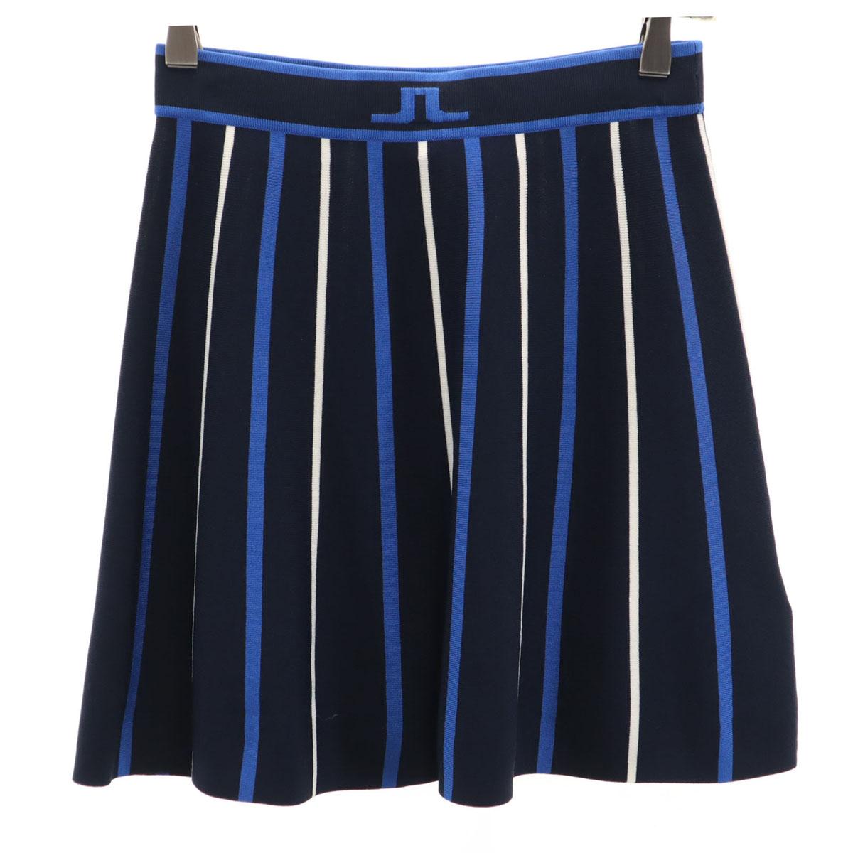 

J.LINDEBERG Striped Pattern knit Mini skirt XS Navy Women Used