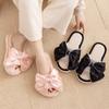 Elegant Hairy Slippers Bow Linen Slippers Indoor Sandals Slippers Small Perfume Simple Fabric Cotton Slippers Home Shoes Slippers Pink