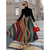 Printed Design four seasons casual style Colorful Striped Wavy Pattern Print half skirt