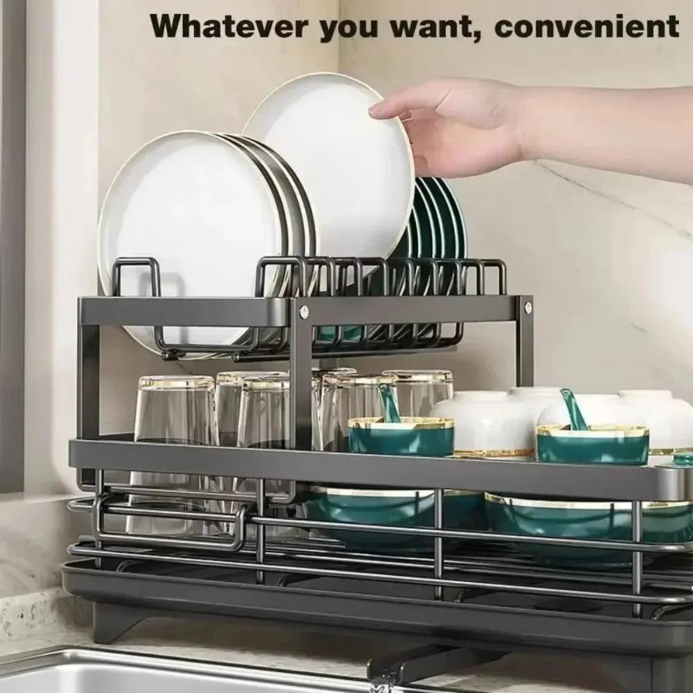 2025 Dish Drying Rack Kitchen Adjustable Stainless Steel Cutting Board Organizer Dish Bowl Drainer Storage Rack Kitchen Utensils