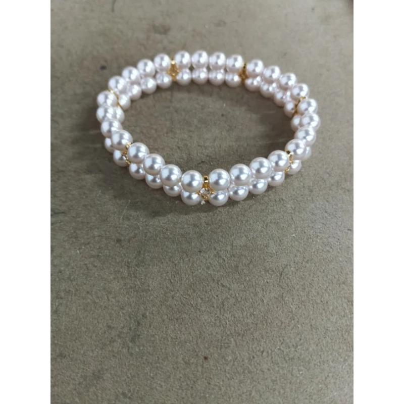 French Baroque pleated beaded pearl bracelet retro design temperament bracelet niche simple versatile jewelry