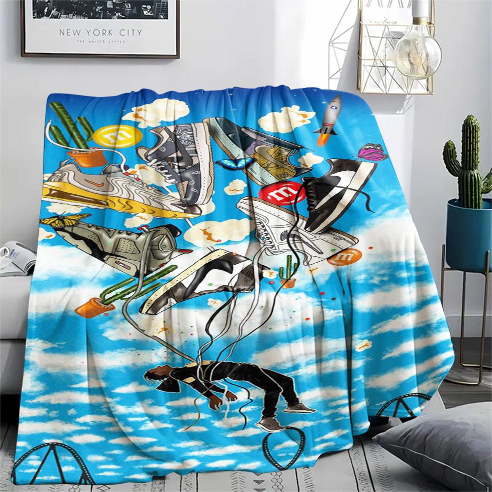 Stampa Sneakers Coperta di Flanella Copriletto per Camera da Letto Copridivano Campeggio Coperta Calda Regali per famiglia e amici(MJ055)