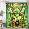 4PC-St Patrick's Day  shower curtain set with 12 hooks, shower pad, toilet seat, bathroom non slip carpet, washable curtains for home decoration