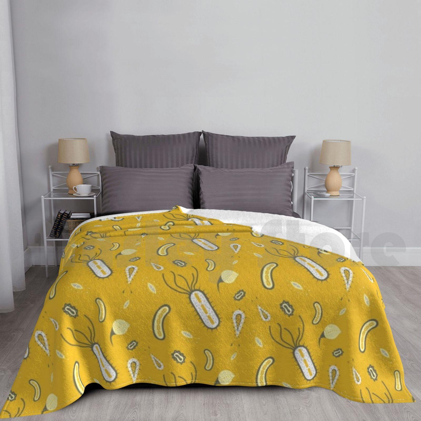 Microorganisms Ii Blanket For Sofa Bed Travel Microorganism Micro Vector Microscopic Biology Protozoa Science Size: 75*100cm, Weight: 230 GSM