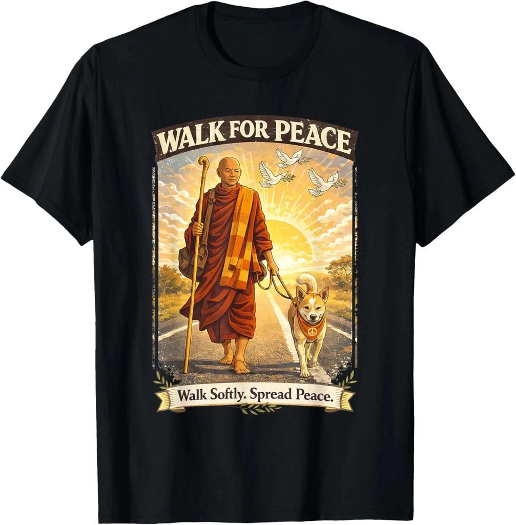 Walk for Peace Monks with Aloka The Peace Dog T-Shirt