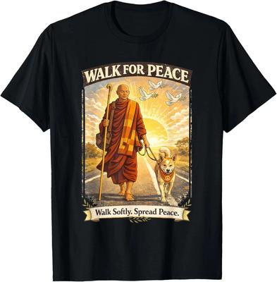 Camiseta Caminhada pela Paz Monges com Aloka O Cão da Paz
