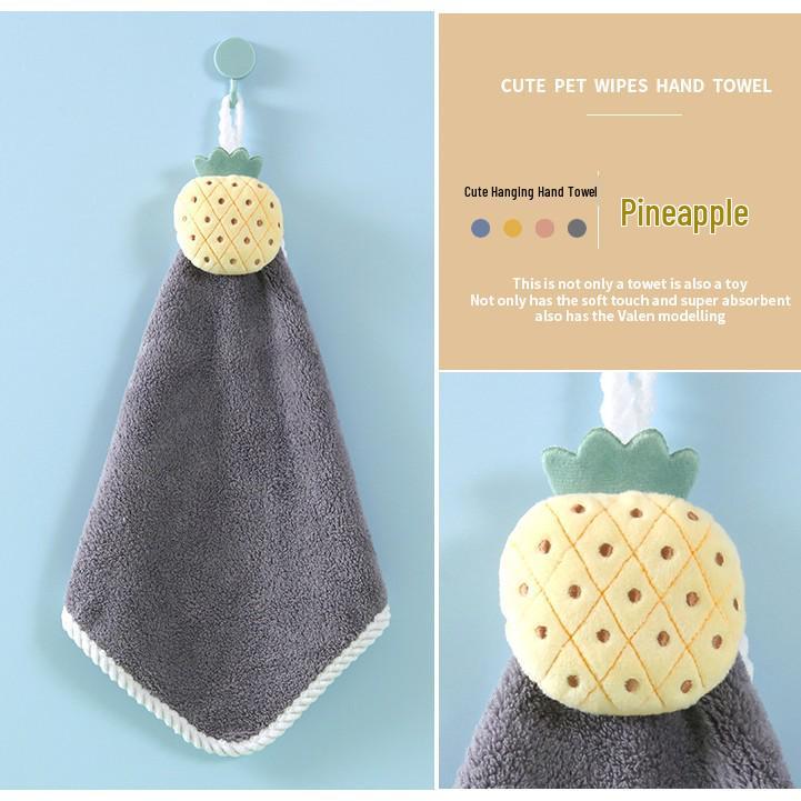 Christmas Cartoon Coral Fleece Hanging Hand Towel - Absorbent for Kitchen & Bathroom