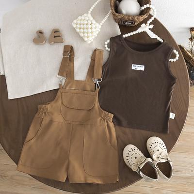 Meisjes Overalls met Ronde Hals Set Korte Mouwen Baby's Jonge Kinderen Zomer Dun Ontwerp