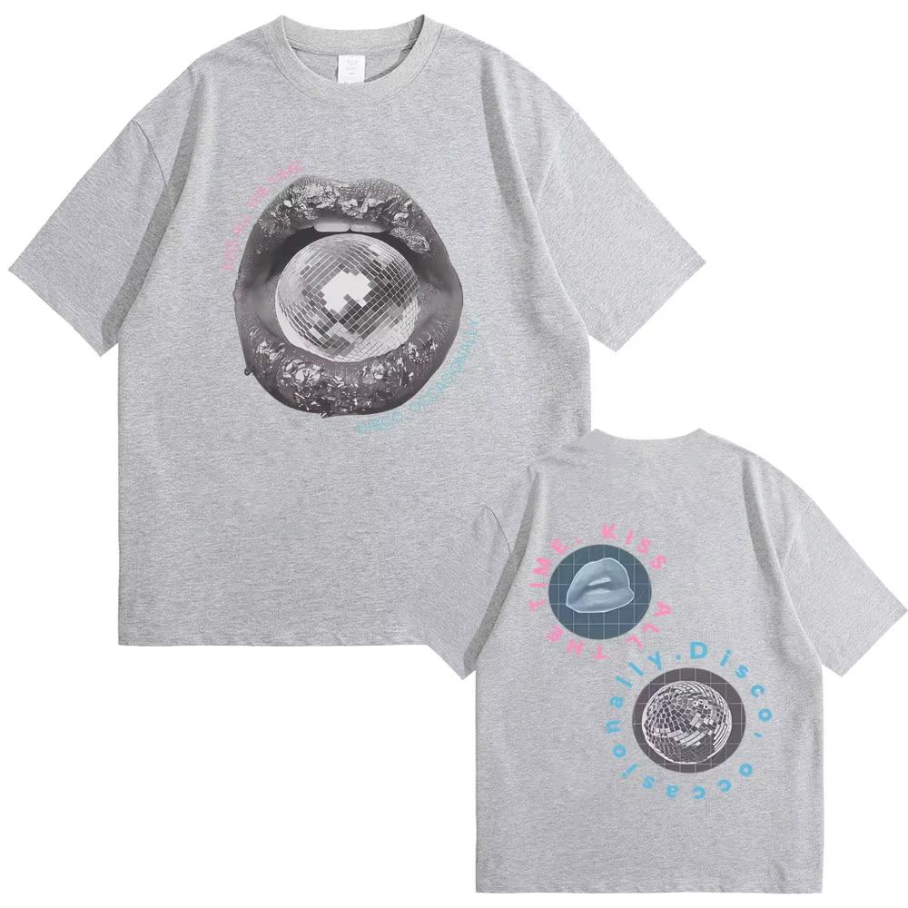 Kiss All The Time Disco Occasionally Graphic Tshirt Unisex Women Clothing Fashion Casual T Shirt Male Hip Hop Retro Streetwear