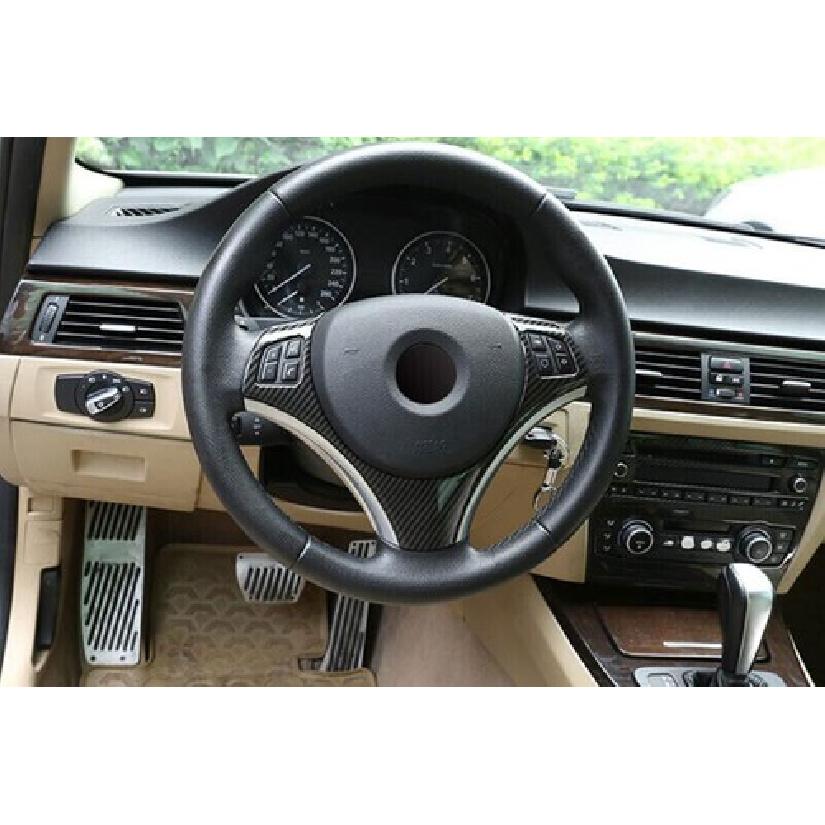 For BMW 3-Series E90 2005-2011 2012 Carbon Fiber Steering Wheel Frame Cover Trim