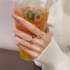 Korean Fashion Ins Style Rings for Women Niche Female Micro-inlaid Love Design Sense Luxury Hollow Adjustable Open Ring Anillos