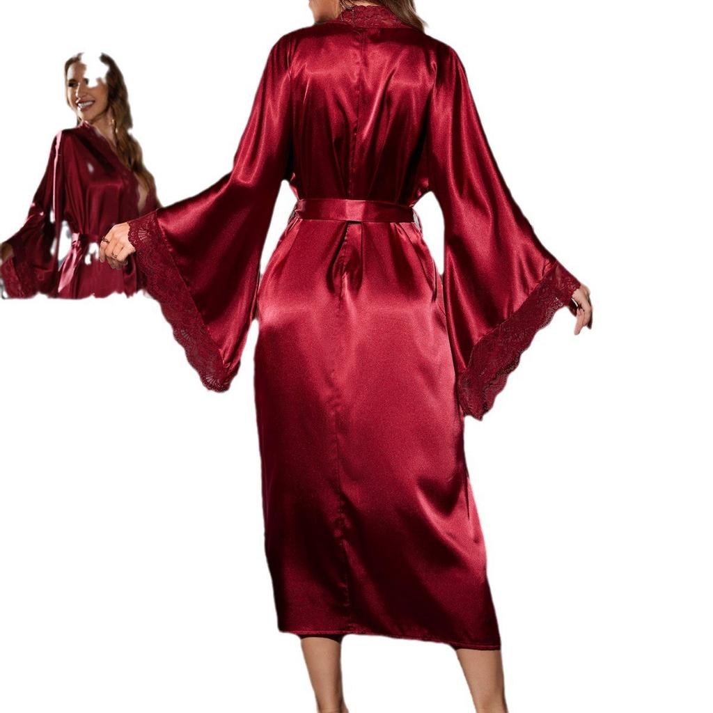 European and American New Light Luxury Long-sleeved Nightgown Bathrobe Comfortable Loungewear Sex Suit