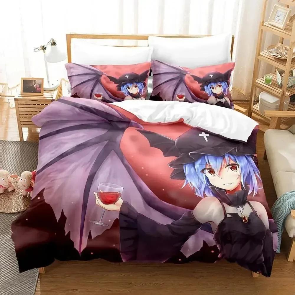 

3D Touhou Project Remilia Scarlet Bedding Set Cartoon three-piece set Adult Kid Bedroom Duvet cover Sets 3D Kawaii Girls 70x133cm 2pcs
