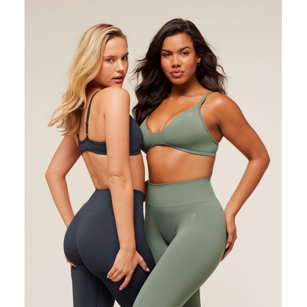 Gymshark Soft Sculpt V Neck Sports Bra Unit Green B5b9n Ecjf