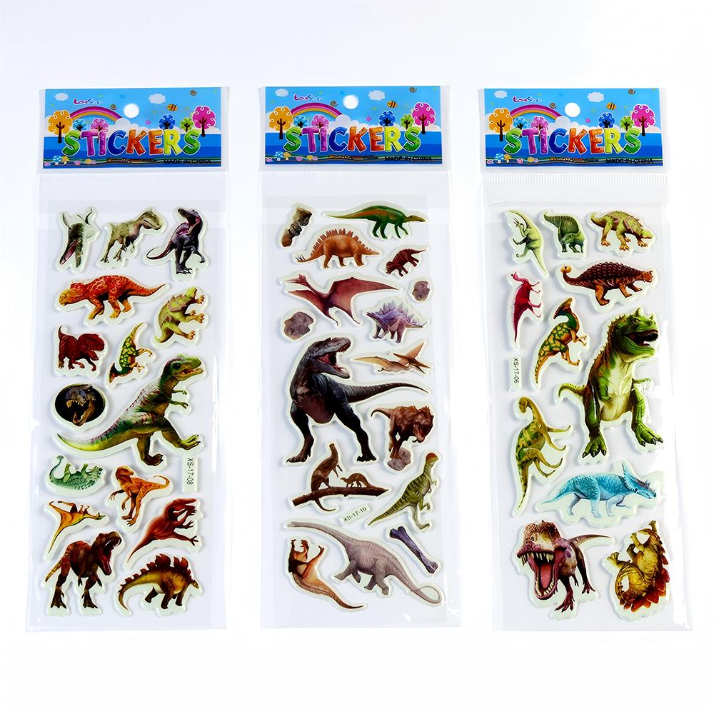 12pcs Dinosaur Bubble Stickers Cool Animal 3D Puffy Bulk Sticker Handmade DIY Hand Account Funny Cartoon Decoration Decals Toys
