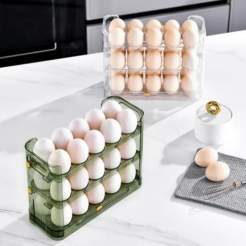 Multi Functional Household Foldable Egg Storage Box Refrigerator Drawer Style Food and Fruit Storage Tray Two Options Available