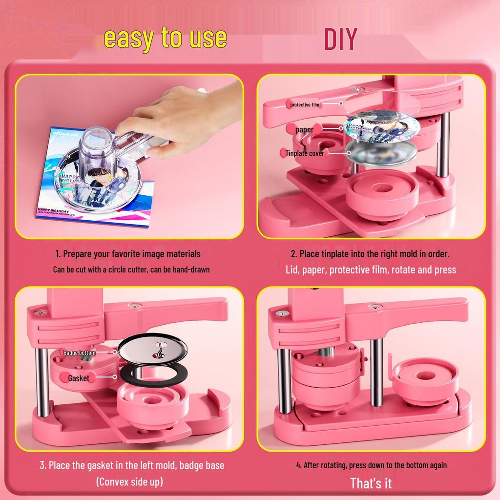 DIY Badge Making Machine - Perfect for Anime Merchandise, Handmade Pins, Children's Birthday Gifts, and Comic Exhibitions