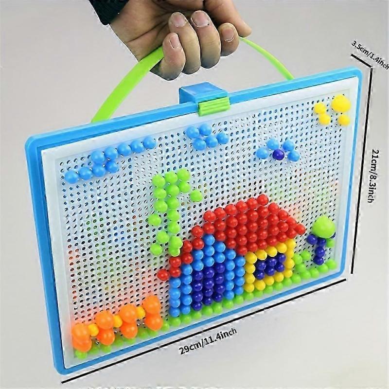 296pcs Jigsaw Puzzle Creative Mushroom Nails Pegboard Educational Building Bricks Diy Peg Puzzle Toys 3d Games Party Gift For Kids