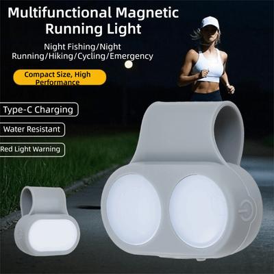 Portable Running Light Red Light Warning Silicone LED Headlight Magnet Adsorption Chest Lamp for Running Cycling Hiking Camping