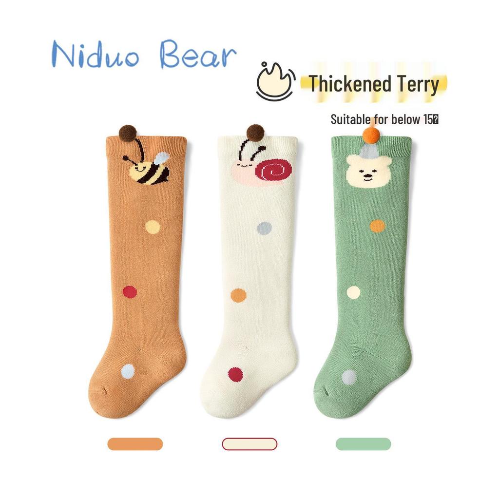 Baby Winter Collection: Nidoran Fleece-Lined Knee-High Warm Cotton Socks for Newborns