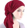 Mode Damen Falten Langer Turban Mütze Kopftuch Chemo Hut Beanie Muslimischer Hijab