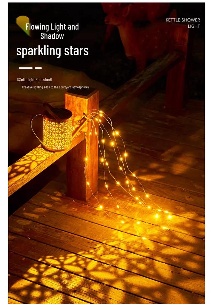 Angel Garden Outdoor Solar Courtyard Light - Copper Coin Kettle Design