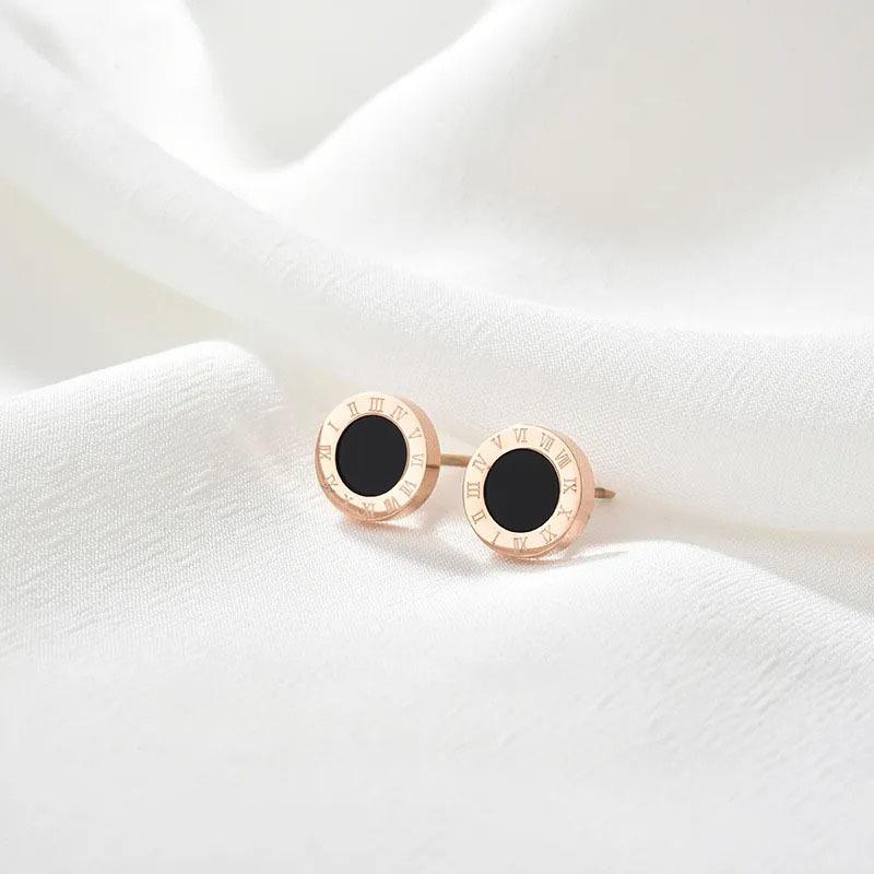 Roman Numeral Earrings for Men, Titanium Steel, Non-fading, Accessory for Women, Retro Jewelry