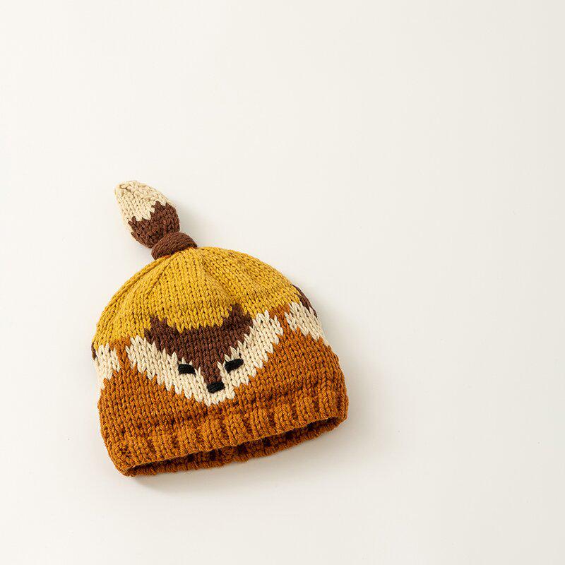 Korean-Style Hand-Knitted Wool Hat for Newborns – Warm, Windproof, and Ear-Protective for Boys and Girls.