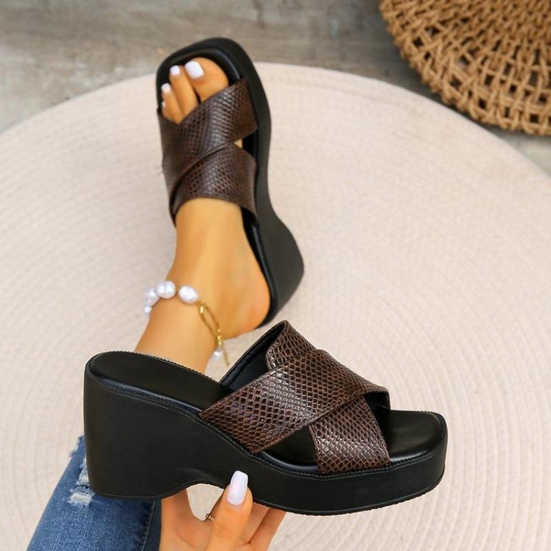 

Женские модные сандалии на толстой платформе большого размера с перекрестными ремешками 42 коричневый