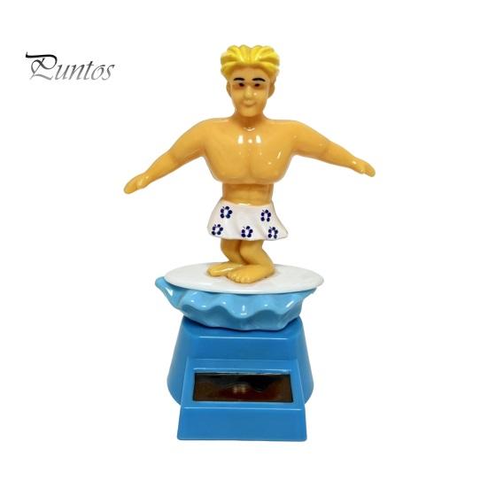 Surfing BilFigur Surfare Pojke Solcellsdriven Nickande Leksak, Tecknad Bobblehead för Mittkonsol Tillbehör Instrumentbräda, Bil Gungande Skakande Figur Kontor