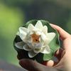 Handmade Ceramic Lotus Incense Burner - Zen-Inspired Home Decor,No Fragrance,Perfect choice for living room ambiance