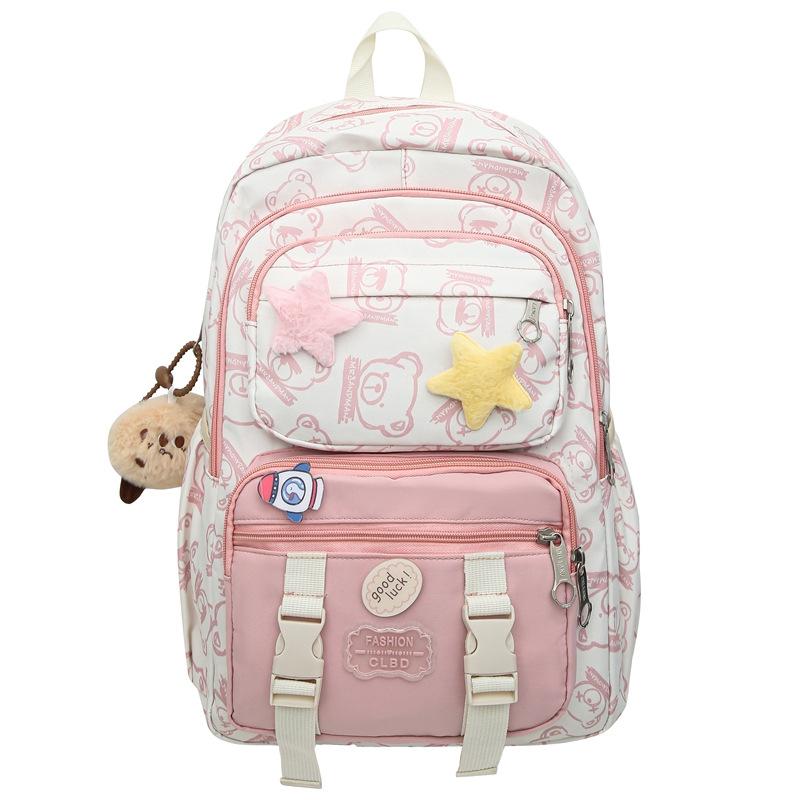 Fresh and Lightweight Large Capacity Contrasting Student Schoolbag New Korean Style College Style Backpack