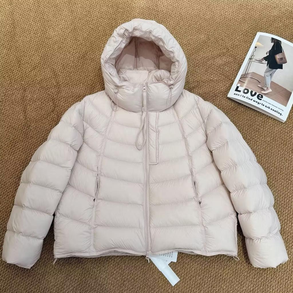 White duck down short hooded down jacket women's small winter loose and light windproof short bread jacket multi-colored coat