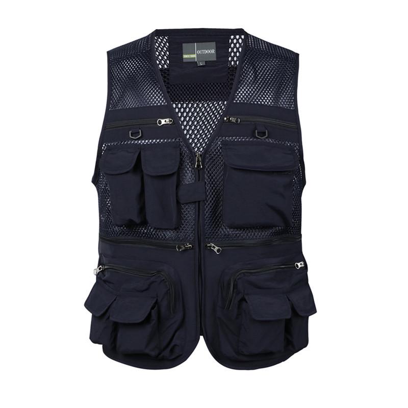 Men's Cross-Border Multi-Pocket Mesh Fishing Vest - Plus Size, Lightweight Summer Design