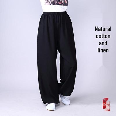 Unisex Atmungsaktive Baumwolle Leinen Tai Chi & Yoga Laternenhose für Sommerpraxis