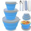 Silicone Collapsible Lunch Box Set: 3-Piece Food-Grade Microwave-Safe Bowls for Kitchen & Outdoor Use