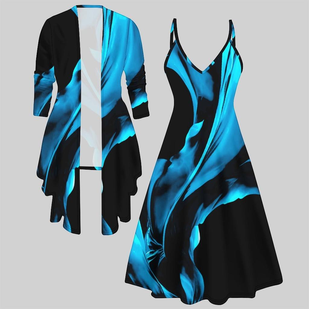 3D Printed Set Dress Coat ,Colorful and Diverse In Shape Fashion Print,suitable for Various Scene Fashion Styles