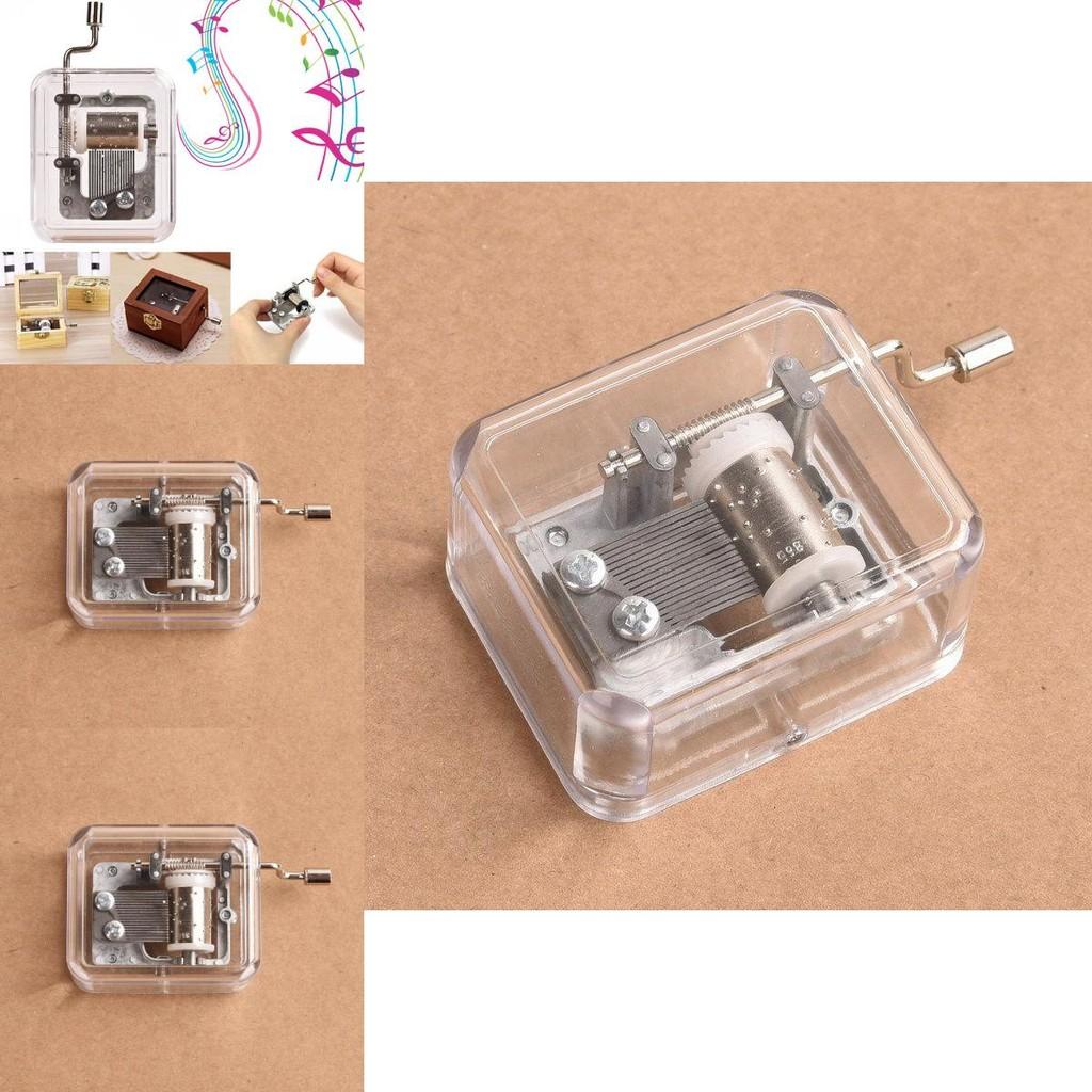 Charming Transparent Mini Music Box With Hand Cranking Music Movement