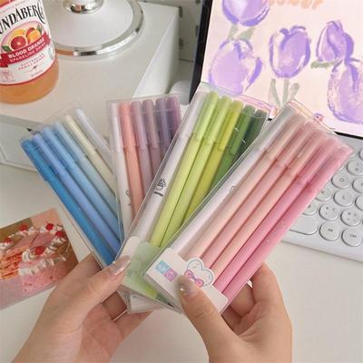 5/6/7pcs/box Simplicity Gel Pen Fashion Gradient Pen Solid Color 0.5mm Black Ink Gel Pen Lovely Stationery Pen Writing Supplies