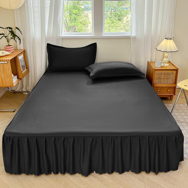 Non-Slip Solid Color Bed Skirt & Peach Skin Mattress Protector