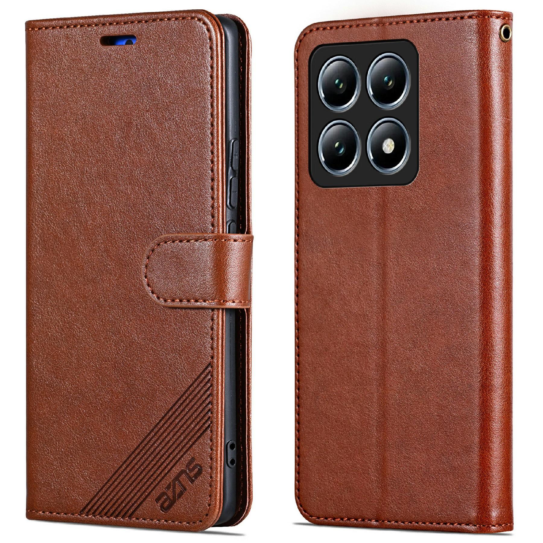 AZNS For Xiaomi 14T Pro Case Anti-Scratch PU Leather Stand Wallet Phone Cover A