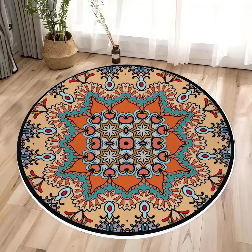 Bohemia Printing Round Carpet Circle Floor Washable Mat for Living Room Bedroom Bathroom Children Crawling Rugs Home Decoration