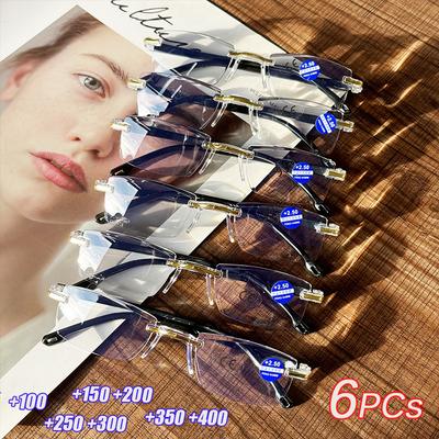 6 יחידות משקפי קריאה איכותיים נגד אור כחול לגברים קלים במיוחד +1.0 עד +4.0 משקפי הגנה לעיניים יוניסקס